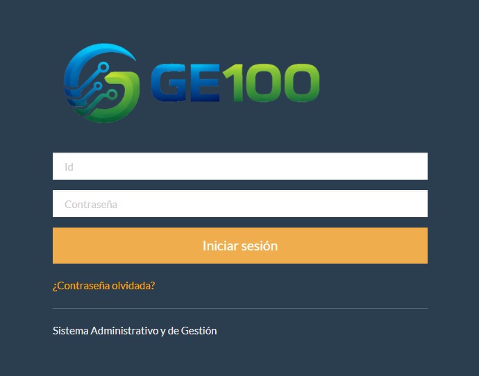 Pantalla de inicio de sesión GE100