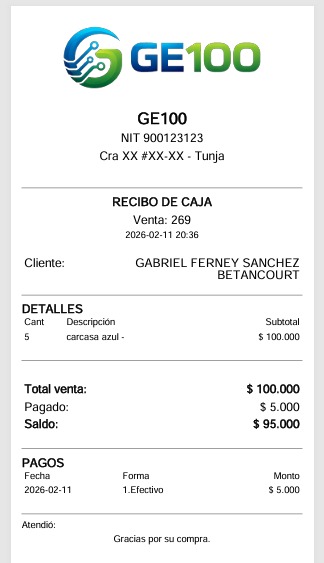 Recibo de caja GE100